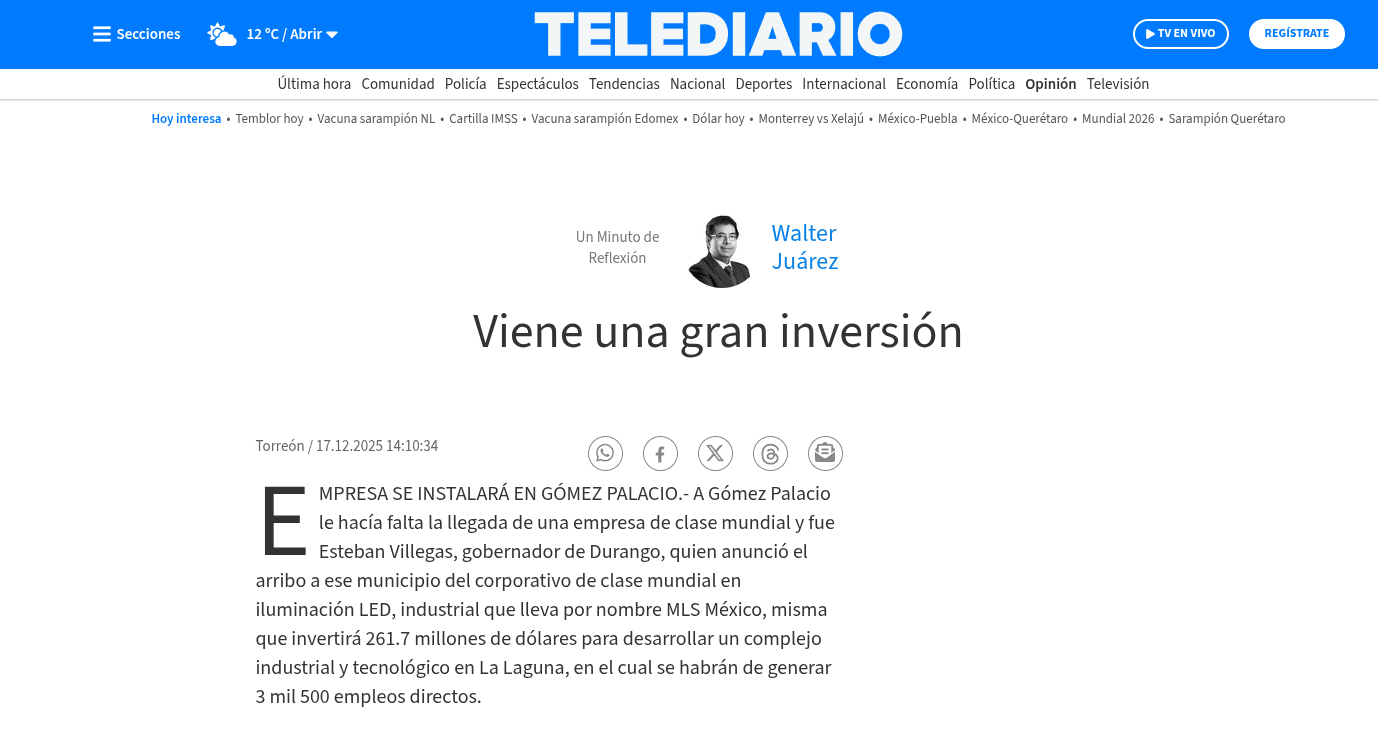 Viene una gran inversión